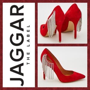 NWOB MSRP $177 Jaggar the Label Diamanté Pump Red Women's Size 8